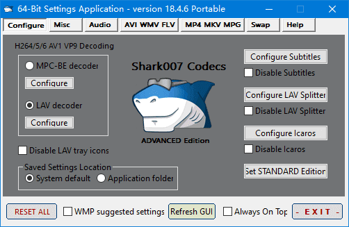 Shark007 Codecs(多媒体编解码器套件) 便携版 v20.4.3