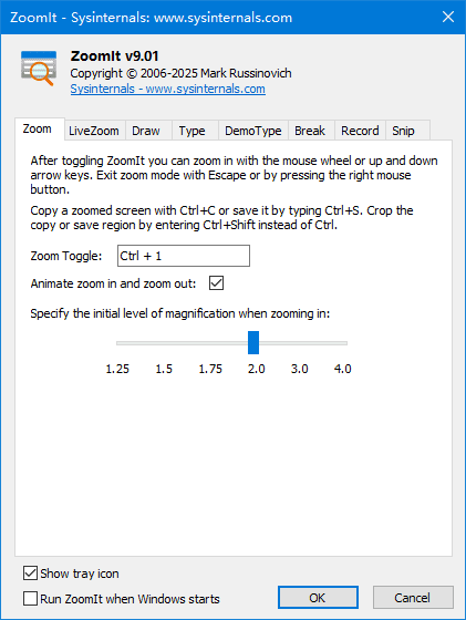 Sysinternals ZoomIt(微软放大镜工具) 绿色版 v9.20